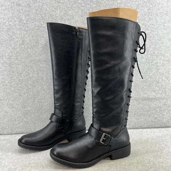 Euro Soft Women's Black Lace-Up Knee-High Boots New - Picture 3 of 9